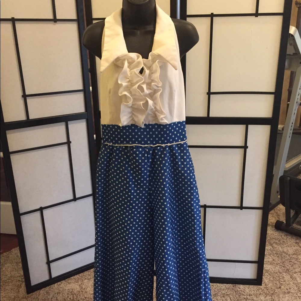 Vintage disco pant suit with ruffles